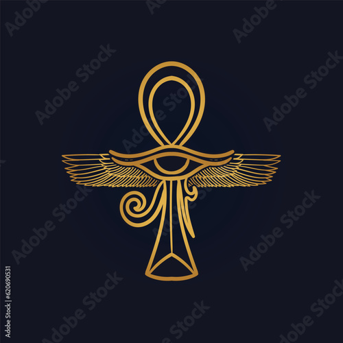 Ankh  Sun God Ra Egyptian wings  VECTOR
