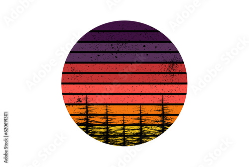 80s retro stripe circle vintage shape art