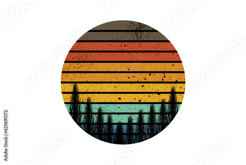 Retro stripe symbol with forest design element for pod