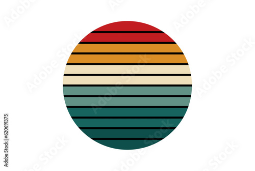 80s retro striped symbol vintage circle illustration