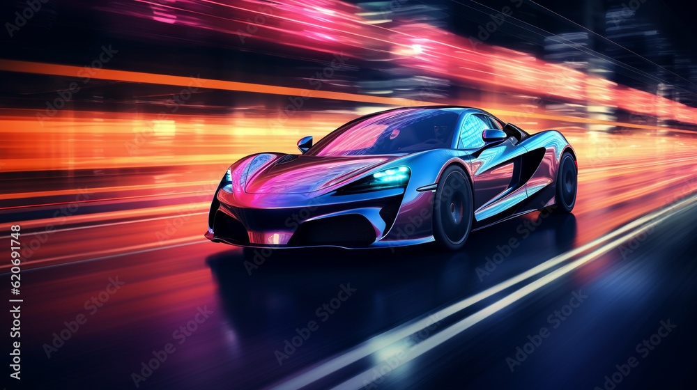 fast moving car in the night city. Generative Ai.
fast moving car in the night city. Generative Ai.