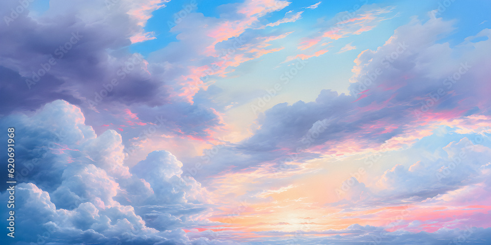 cloud sky sun amazing pastel background for presentation and wallpaper, soft focus dream atmosphere with copyspace