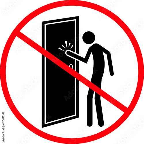 No Knocking on Door Sign. Prohibition Door Knock Icon