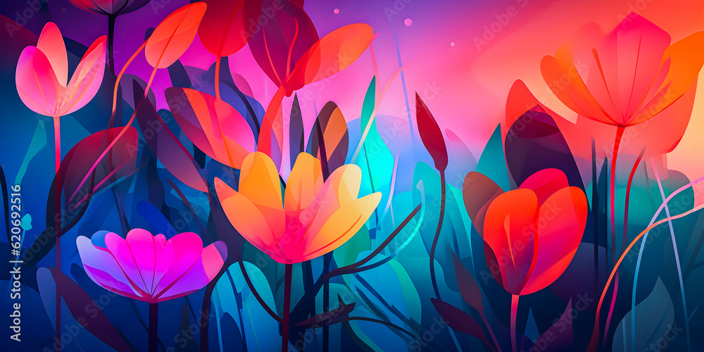 abstract flower leaves color shapes art tranquil soft focus background for presentation and wallpaper, vibrant colors with copyspace