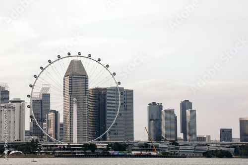 Skyline of the Singapore Flyer in the bay photo