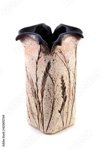brown vase on white background