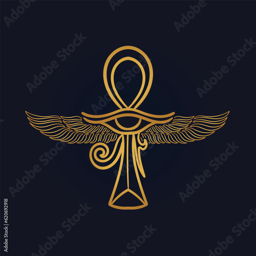 Ankh  Sun God Ra Egyptian wings 