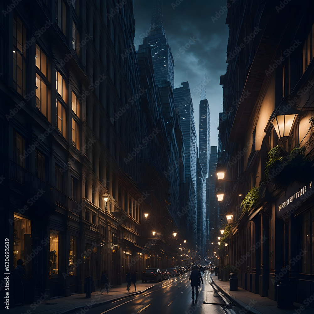 night city street Generative AI