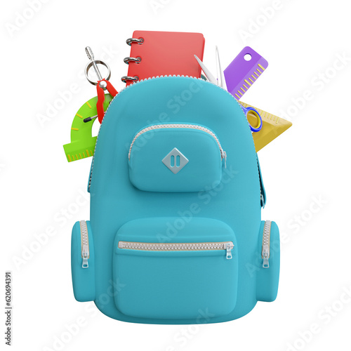 school backpack with school supplies