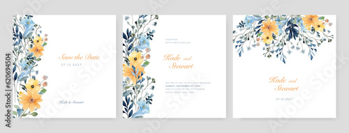 Wallpaper Mural White green yellow Vector illustration of a beautiful floral frame for Wedding, anniversary, birthday and party. Design for banner, poster, card, invitation and scrapbook Torontodigital.ca