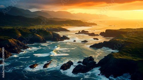 Drone photo of Oregon Coast at sunset taken with DJI mini 3 pro