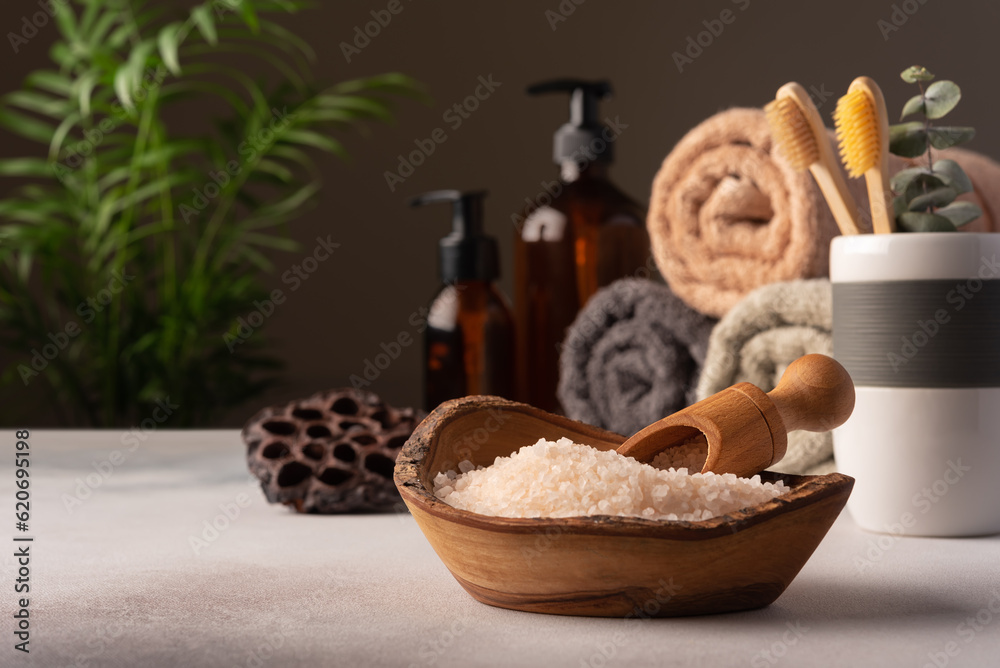 Sea salt, towels and other bath accessories