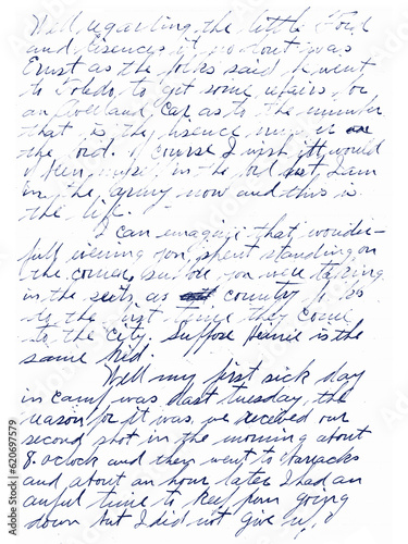 Barely legible cursive handwriting in blue ink isolated on transparent background