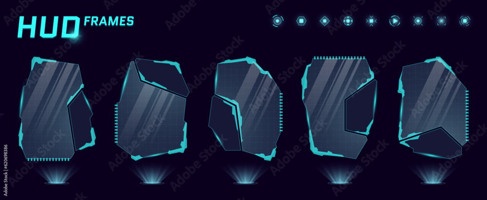HUD digital futuristic user interface frames. Sci Fi high tech callout ...