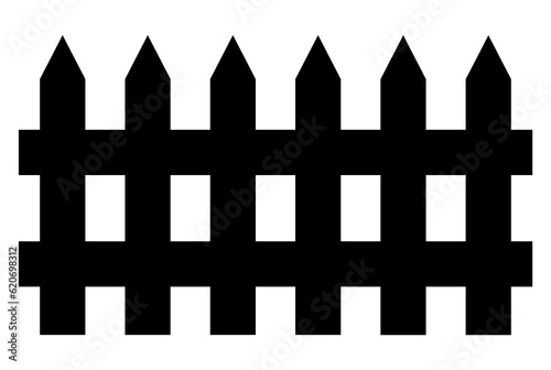 Black garden fence wooden door silhouette symbol balcony defense art