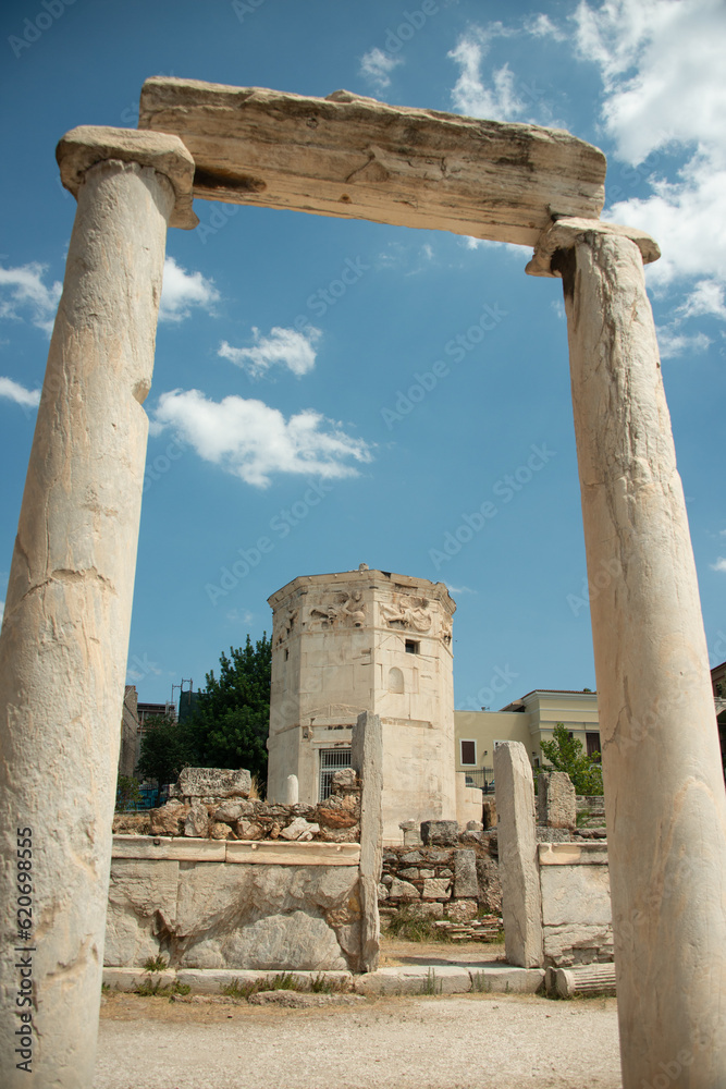 Tower of Winds or Aerides on Roman Agora, Athens, Greece. It is one of the main landmarks of Athens