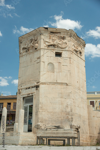 Tower of Winds or Aerides on Roman Agora, Athens, Greece. It is one of the main landmarks of Athens