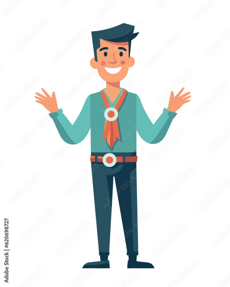 smiling character man, standing avatar icon