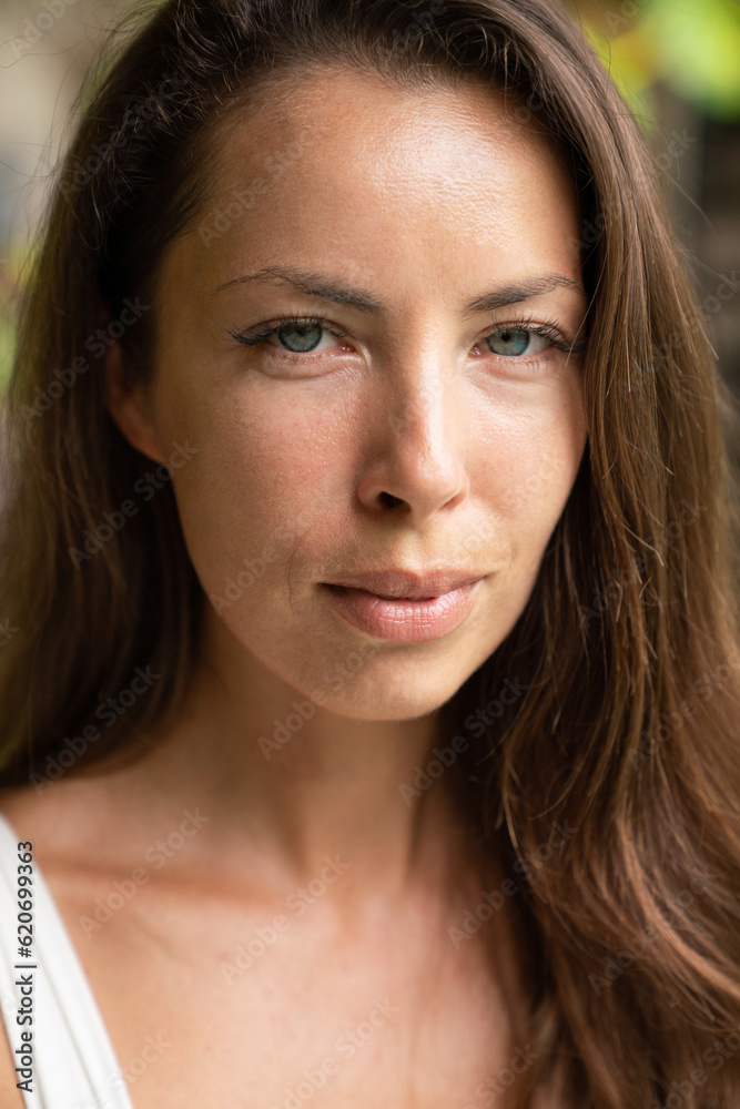 Woman Face Close Up Portrait Outdoors Woman Face Close Up Portrait Outdoors
