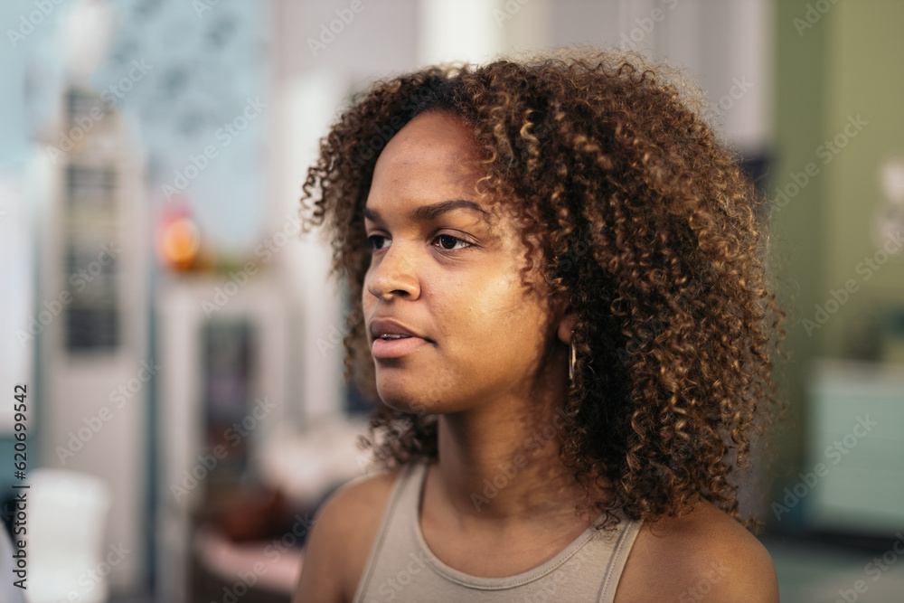 Portrait of African American woman without makeup Portrait of African American woman without makeup