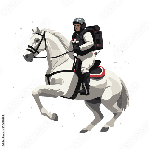 man in spacesuit riding horse vector flat isolated illustration