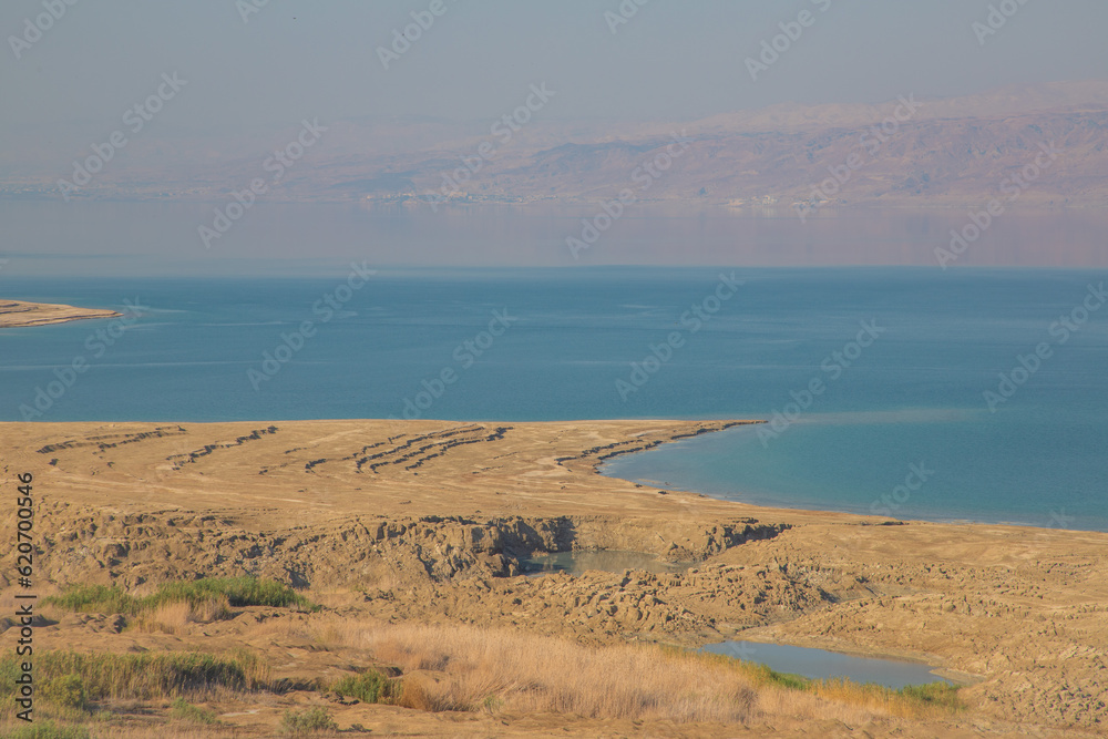 Dead Sea and mountains in Jericho, Palestine