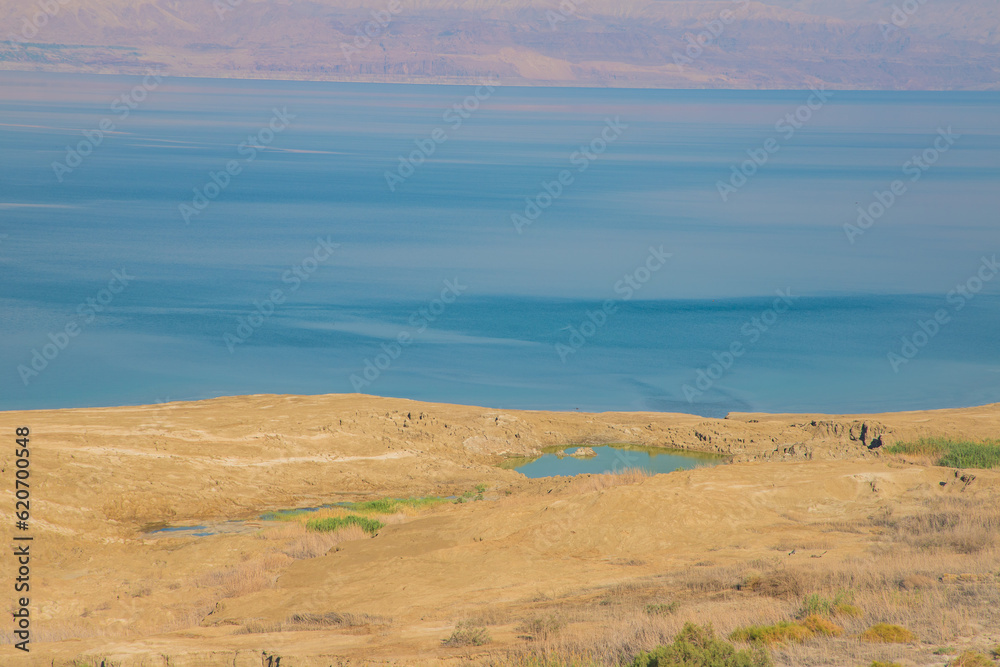 Dead Sea and mountains in Jericho, Palestine