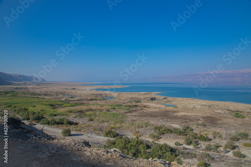 Dead Sea and mountains in Jericho, Palestine