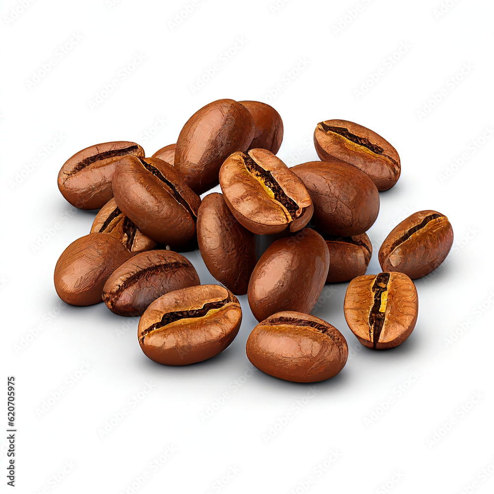 coffee beans isolated on white background in png format studio close up minimalist packshot mode. AI Generative image coffee beans isolated on white background in png format studio close up minimalist packshot mode. AI Generative image
