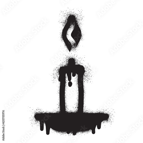 Candle graffiti with black spray paint