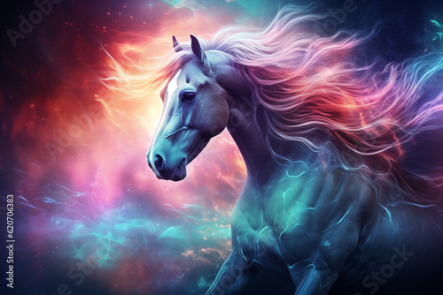 horse colorful artwork. background.  Generative AI
