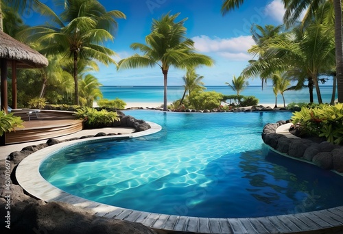 Luxury tropical vacation. Spa swimmingpool mauritius