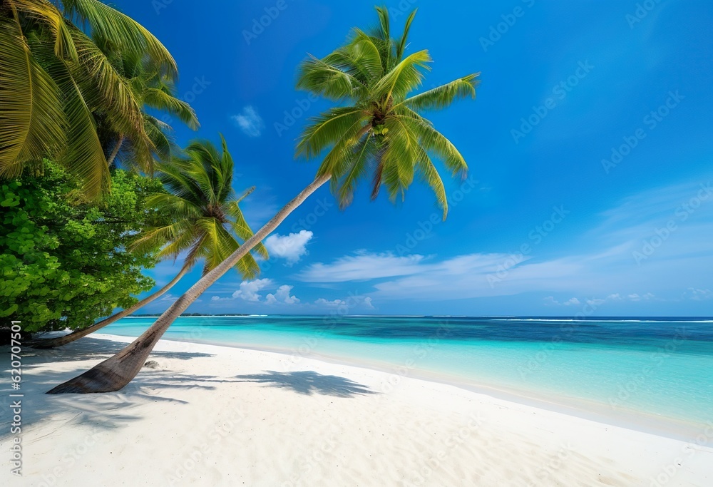 Obraz premium Palm trees on the beach on a tropical island
