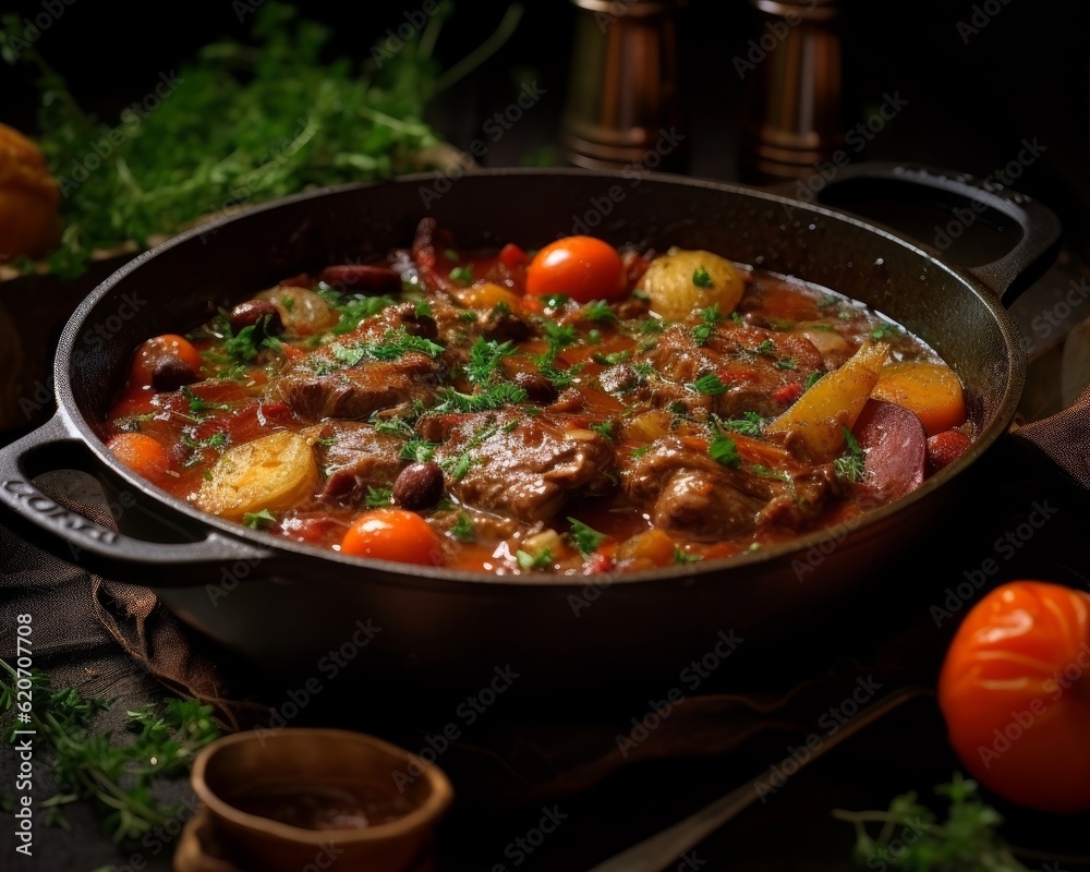 Daube Provençale with tender meat, vegetables, and a rich sauce Daube Provençale with tender meat, vegetables, and a rich sauce