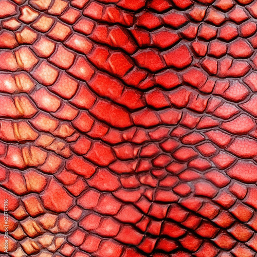 repetitive texture of snake, detailed close-up of a vibrant red snake skin pattern for texture design created with Generative AI technology