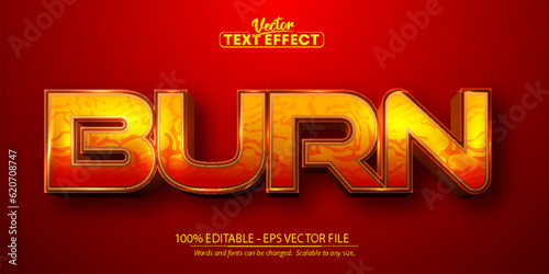 Fototapet Burn text, cartoon style editable text effect