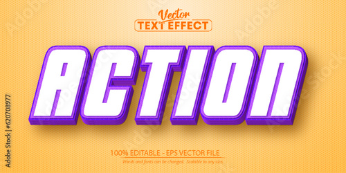 Action text, cartoon style editable text effect
