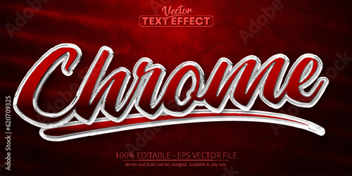 Chrome text, shiny silver color style editable text effect on red camouflage background