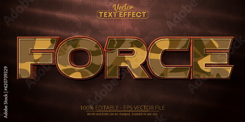 Force text, camouflage pattern style editable text effect