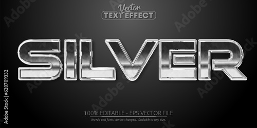 Silver text, shiny silver color style editable text effect