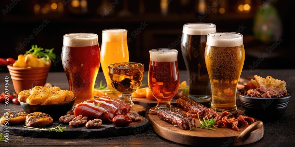 set of beer and snacks set of beer and snacks