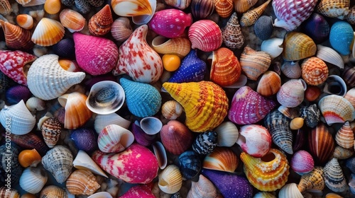 colorful marine shells background