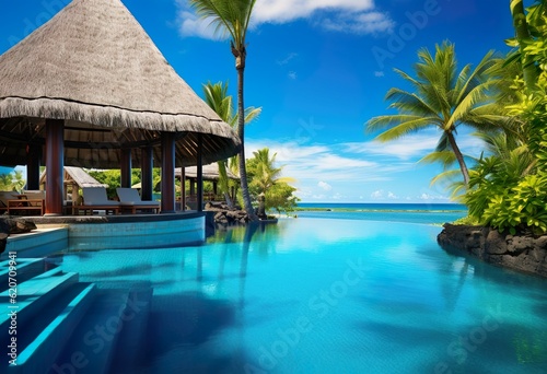 Luxury tropical vacation. Spa swimmingpool mauritius
