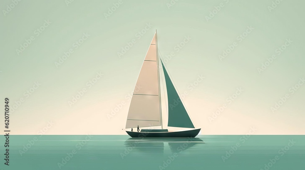 Minimalistic Boat in Calm Sea AI Generated