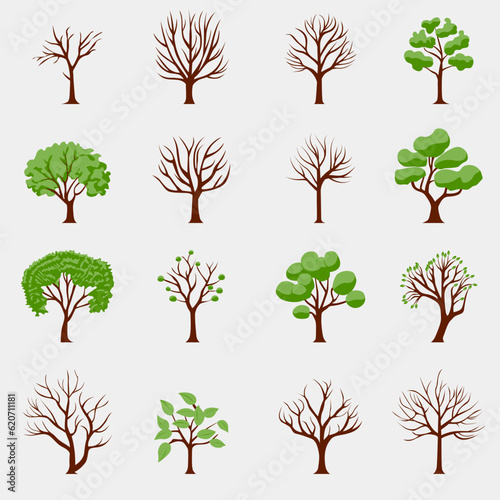 Big set of vector cartoon trees