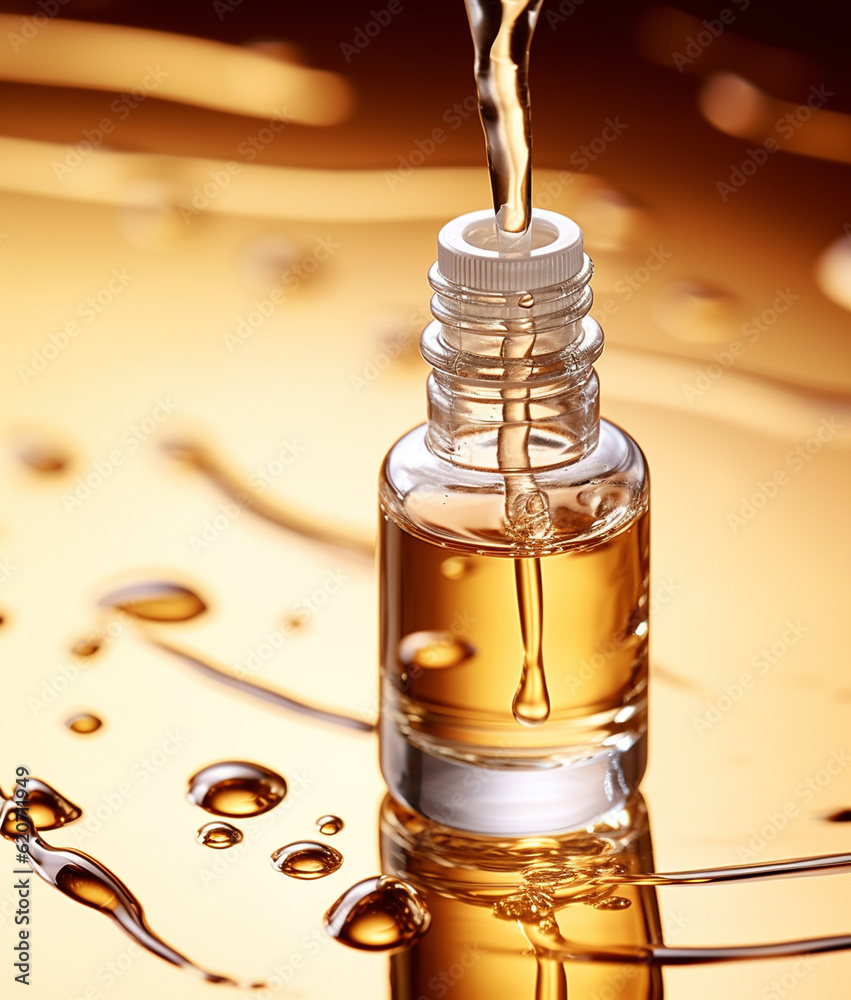 Liquid serum in glass bottle Liquid serum in glass bottle