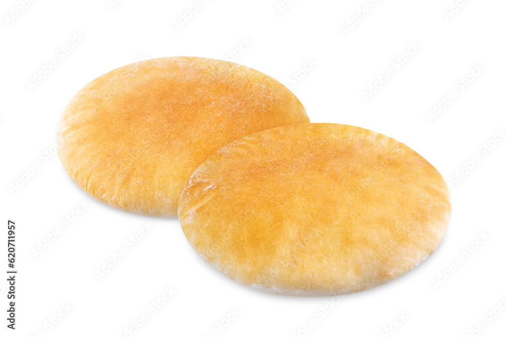 Pita bread on a white isolated background