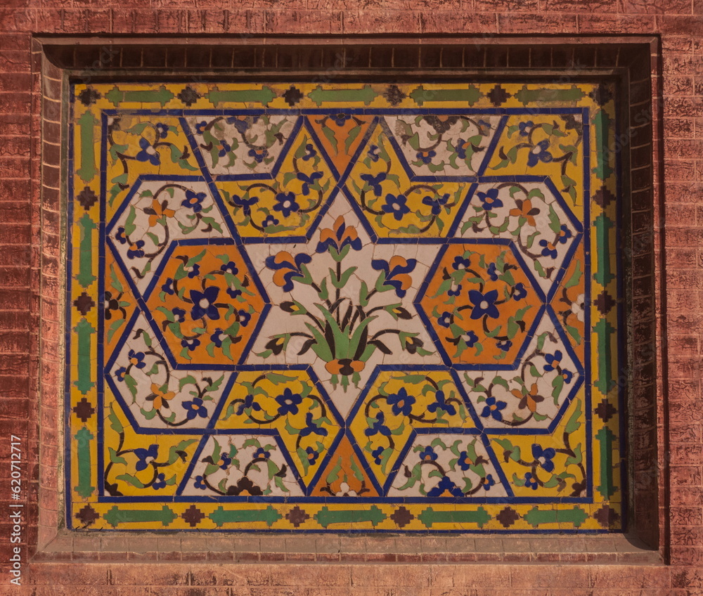 A view of beautiful tile work on Wazir Khan Mosque, Lahore A view of beautiful tile work on Wazir Khan Mosque, Lahore