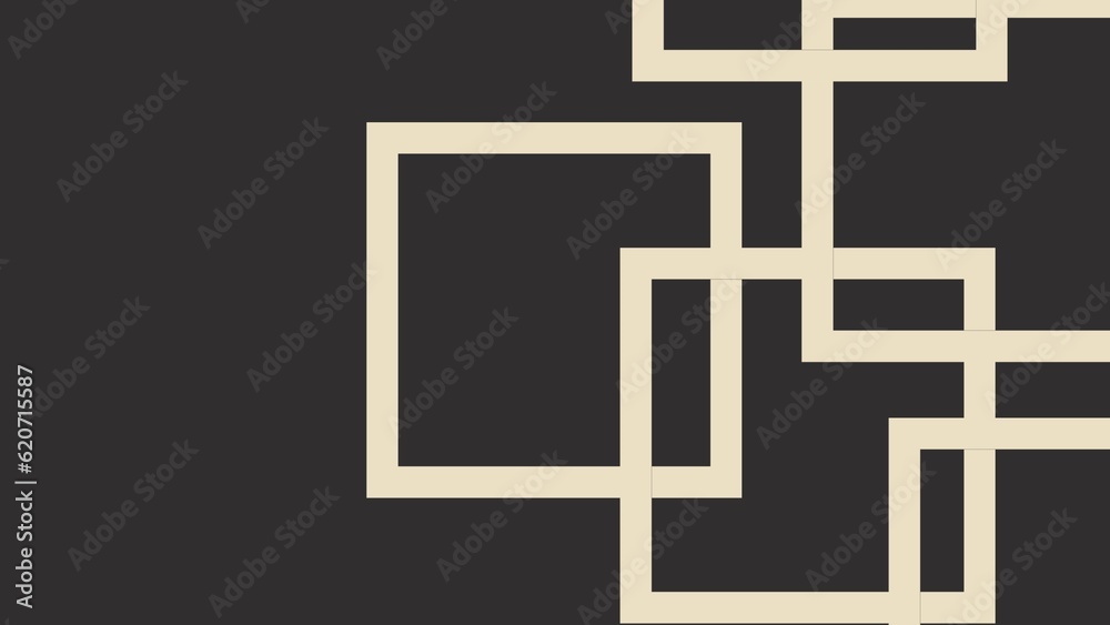 Fototapeta premium Elegant dark geometric background with interlocking cream squares and copy space for modern corporate presentation.