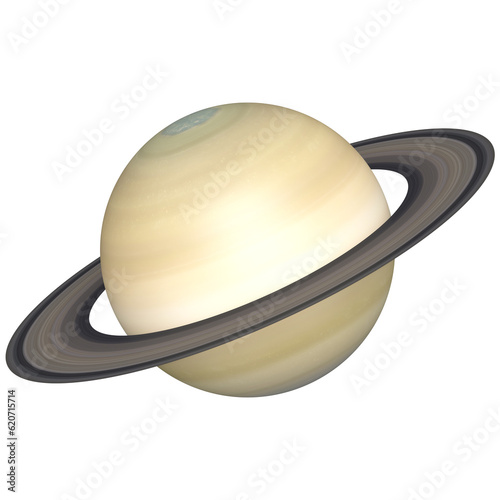 3D Realistic Saturn Illustration White Background